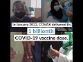 COVAX delivers its 1 billionth COVID-19 vaccine dose