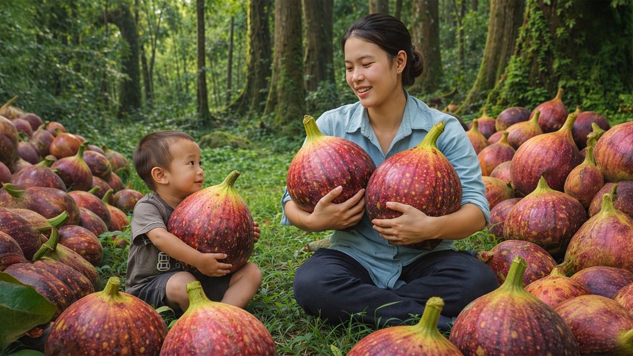 Harvesting Ripe Fig Fruits with Lots of Honey to Sell | Wild Fruit Harvest | Single Mom Daily Life