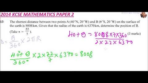 2014 KCSE MATHEMATICS PAPER 2 NO 13