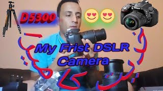 Unboxing my Frist DSLR Camera Nikon 18-55mm Kit Lens D5300 شوفو الكاميرا لشريت