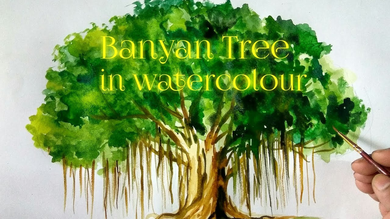 The banyan tree || banyan tree || how to draw and paint Banyan ...