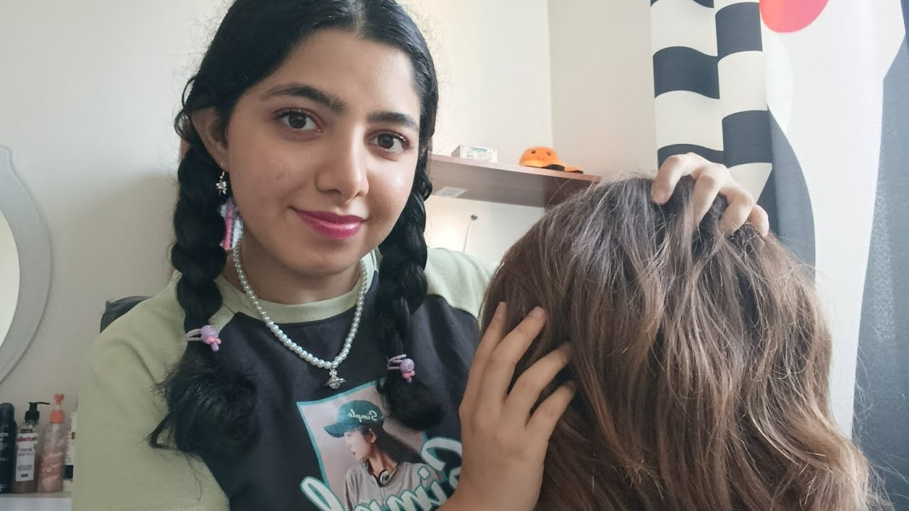 College Gossip Time🎀💬(Hair Brushing, Scalp Massage & Gum Chewing While I Catch You Up)