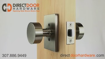 Emtek Modern Round Knob with Rectangular Rosette in Satin Nickel