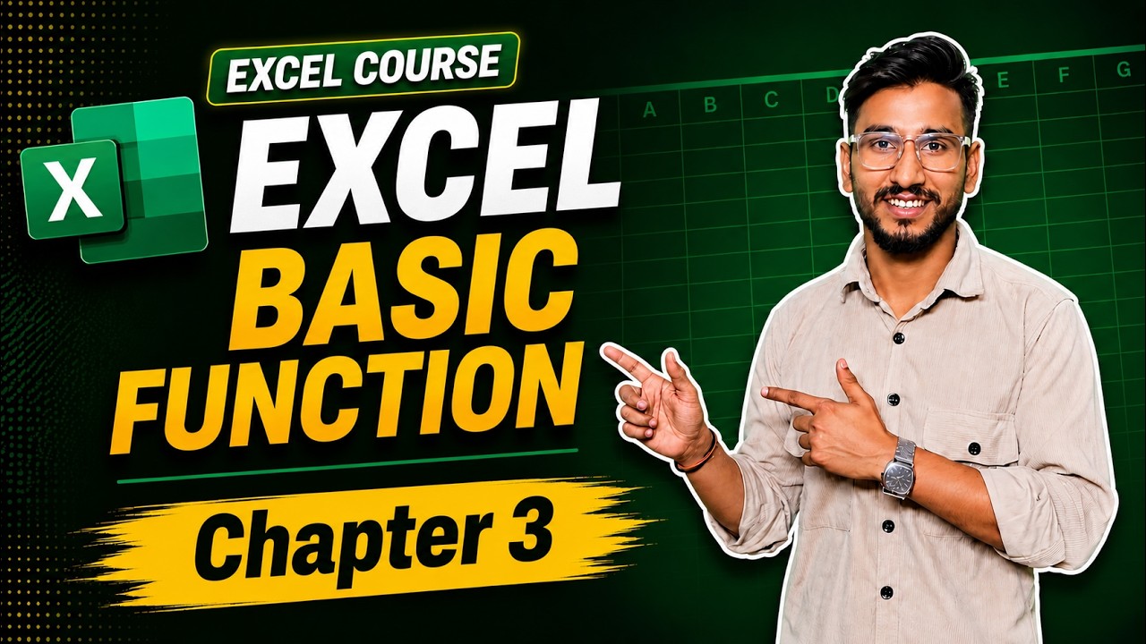 Excel Course | Chapter -3 | EXCEL BASIC FUNCTIONS #excelcourse - YouTube
