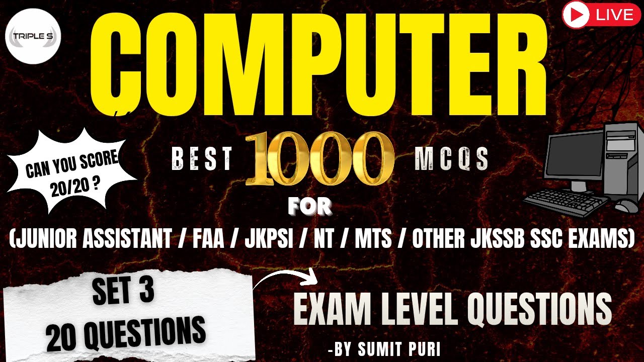 Computer Set 3 || Can you Score 20/20 ? || Best 1000+Important MCQS / PYQS for All JKSSB SSC Exam