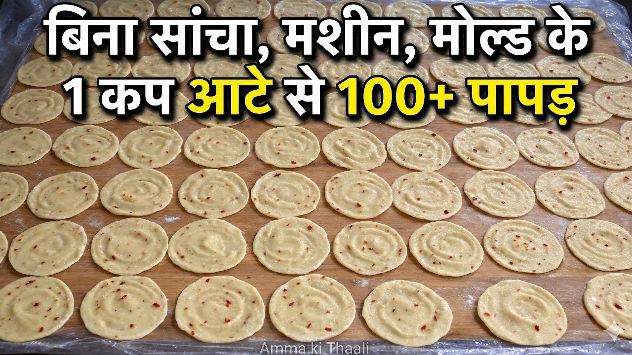 बिना सांचा,मशीन,मोल्ड के पापड़ बनाने का नया तरीका आपको बहुत पसंद आएगा 1बार बनाएं पूरे साल खाएं।