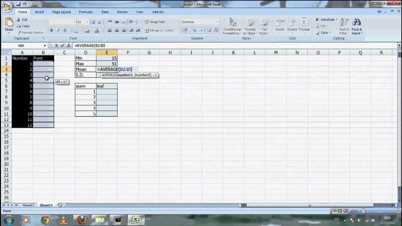 Stem And Leaf Chart Excel