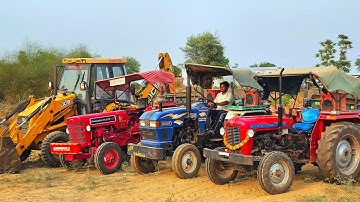 JCB 3dx Eco Backhoe Machine Loading Tractor Stuck in Compost Over Load Trolly Mahindra Eicher Massey