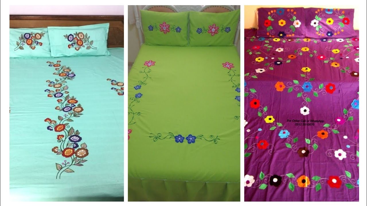 new and latest embroidery bed sheet design YouTube