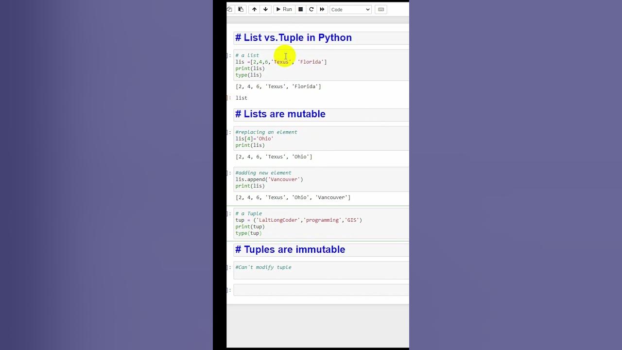 Tuple Vs List in Python Data Structure | #shorts - YouTube
