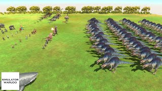 100 Carnivore Dinosaurs vs ALL Units Army Animal Revolt Battle Simulator screenshot 4