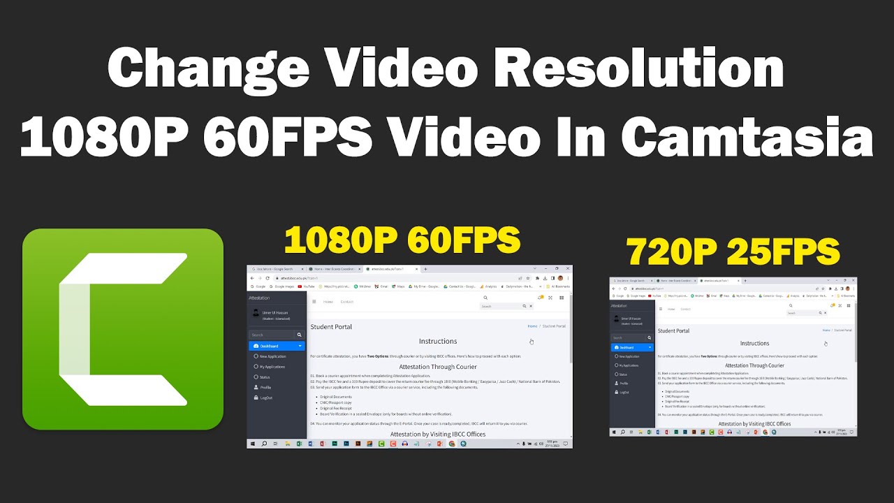how to change video resolution 1080P 60FPS Video In Camtasia YouTube