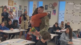 Airman surprises sister at school after 18-month long deployment