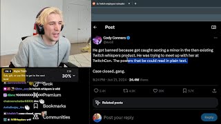 Xqc Reacts To Ex-Twitch Employee Saying Dr Disrespect Got Banned For Sexting A Minor