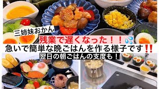 【簡単】誰でもサッと作れる！残業で遅くなった日の急いで晩ごはんを作る様子です！！