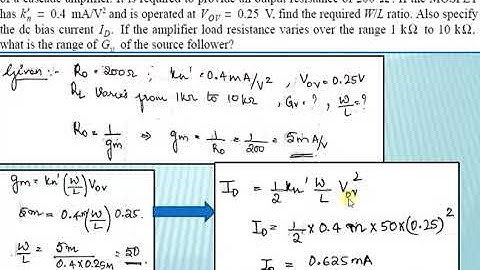 Numericals on Common Drain Amplifier/ Source Follower