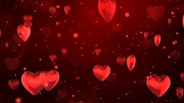 Red Shining Hearts Particles bokeh Abstract Motion 4K loop Animation Background. 3D