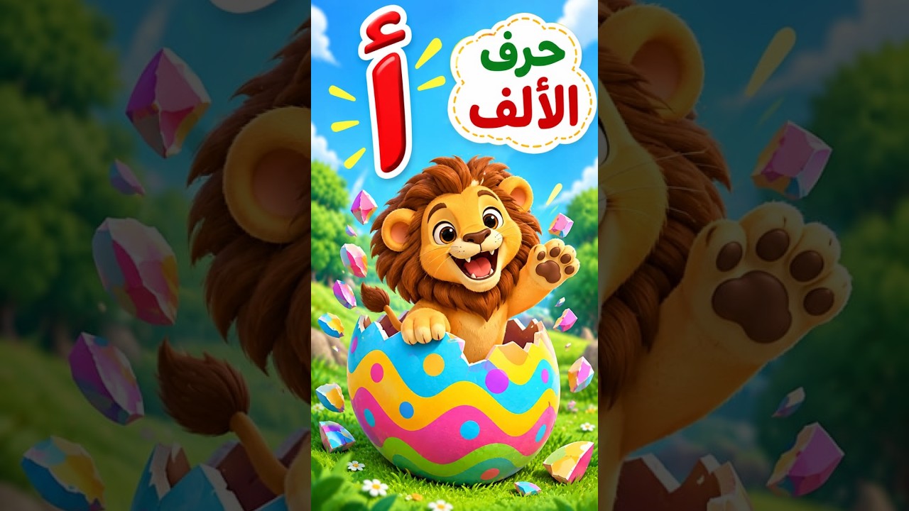 حرف الألف أ 🦁 | ألف أسد | تعليم الحروف العربية للأطفال #تعليم_الأطفال #حرف_الألف#Shorts