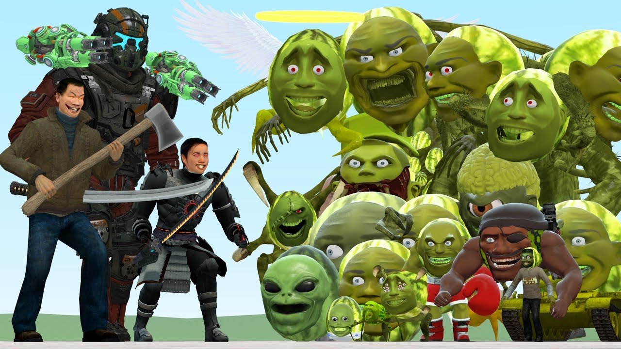 All Lin Gang Titan Sword Family Vs All Lin Gang Melon Family Monsters In Garry's Mod