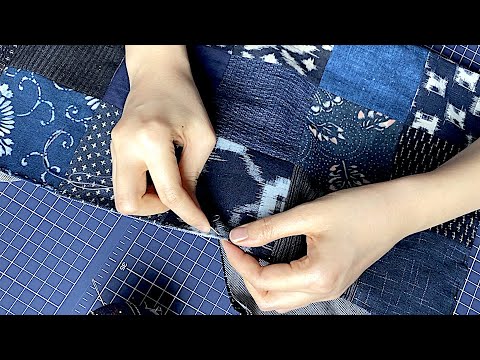 暮らしの手仕事 藍色系古布のパッチワークエプロンを作る