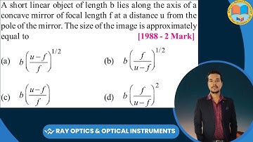 A short linear object of length b lies along the axis of a concave mirror of focal length f at a dis