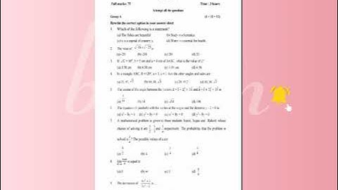 mathematics model question with specification grid(class 11)