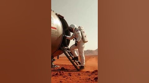 Astronaut boarding their space probe on Mars