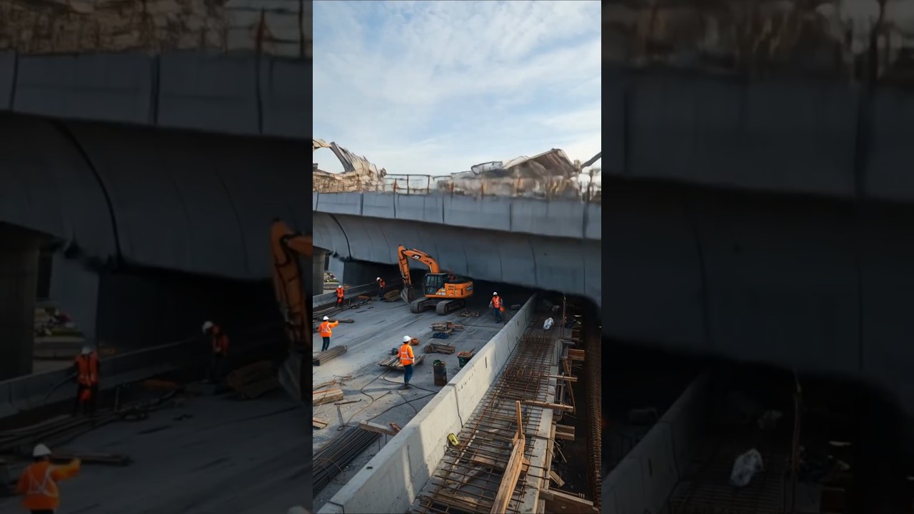 ⚠️Shocking!! A bridge collapses during construction in the city center!🏗️💥 