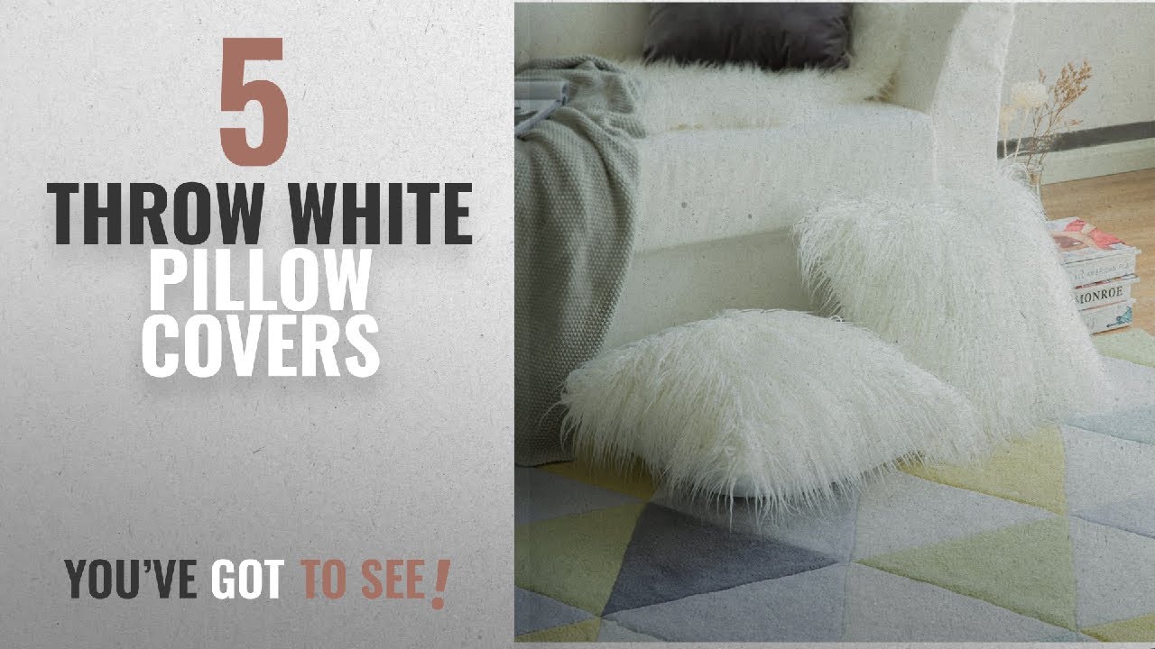 Top 10 Throw White Pillow Covers [2018 ]: Pack of 2,Miulee Decorative New Luxury Series Merino Style