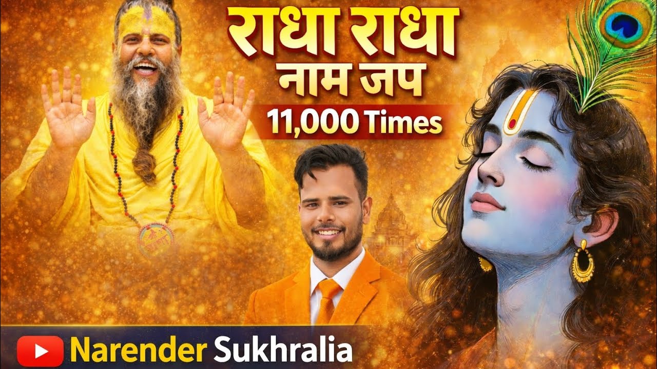 राधा राधा 11000 बार नाम जप 🌺🙏 | Radha Naam Jaap 11000 Times | Narender Sukhralia