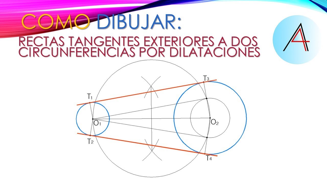 COMO DIBUJAR RECTAS TANGENTES EXTERIORES A DOS CIRCUNFERENCIAS POR DILATACIONES.