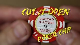 WHAT'S INSIDE A CASINO POKER CHIP CUT IT OPEN