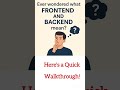Frontend vs Backend #frontend #backend #beginners