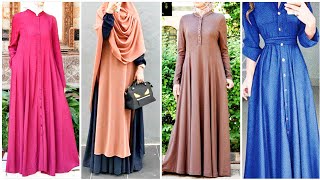 latest stylishh simple abayas designing with button & laces ideas
