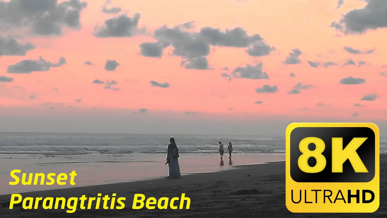 Sunset at Parangtritis Beach Yogyakarta Indonesia - 8K Video - Ultra HD