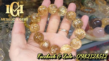 Vòng thạch anh tóc vàng bã mía ánh titan rực rỡ lung linh size 16.5mm