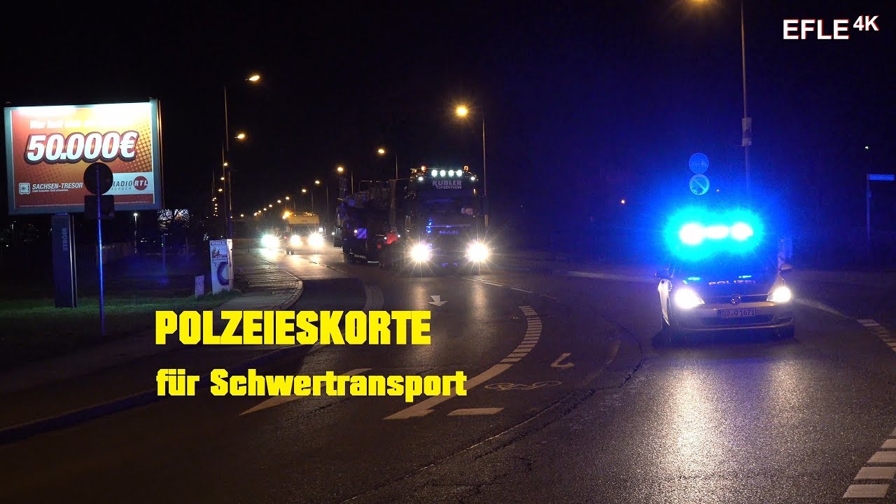 Polizei eskortiert Schwertransport durch Leipzig