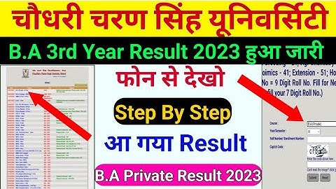 CCSU BA 3rd Year Result 2023 | Declared | ccs University Result 2023 | BA 3rd Year private result