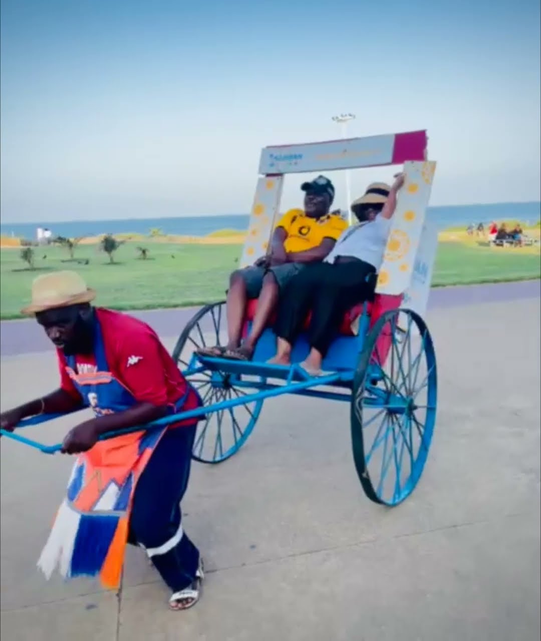 Rickshaw Driver Gets Stuck Midair While Carrying Heavy Passengers