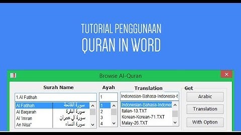 Cara Instal add ins AlQur
