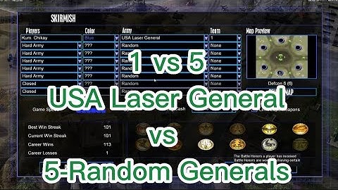 Command & Conquer General Zero Hour [USA Laser General vs 5-Random Generals- Hard Army