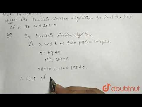 Use Euclid's division algorithm to find the HCF of (ii) 196 and 38220 ...
