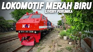 KEDATANGAN LOKOMOTIF MERAH BIRU TERBARU LIVERY PERUMKA