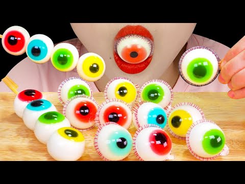 Ăn Kẹo Dẻo Hình Con Mắt Eyeball Jelly Earth Jelly Mukbang - Sorghum straw Jelly Mermaid 눈알젤리 먹방