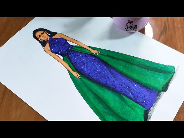 Fashion design drawing of gown dresses by Sharmistha - Trendy Art Ideas-saigonsouth.com.vn