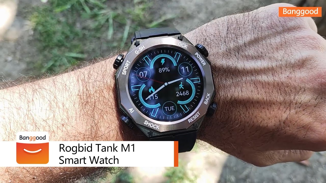 Rogbid Tank M1 Military Rugged Smart Watch 5ATM IP68 Waterproof Fitness  Tracker