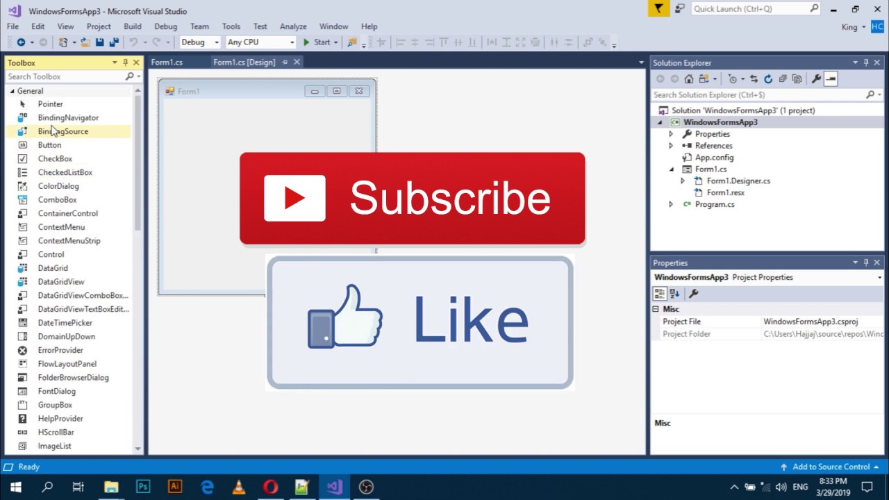 How to show toolbox and solution explorer and properties in visual studio -  YouTube