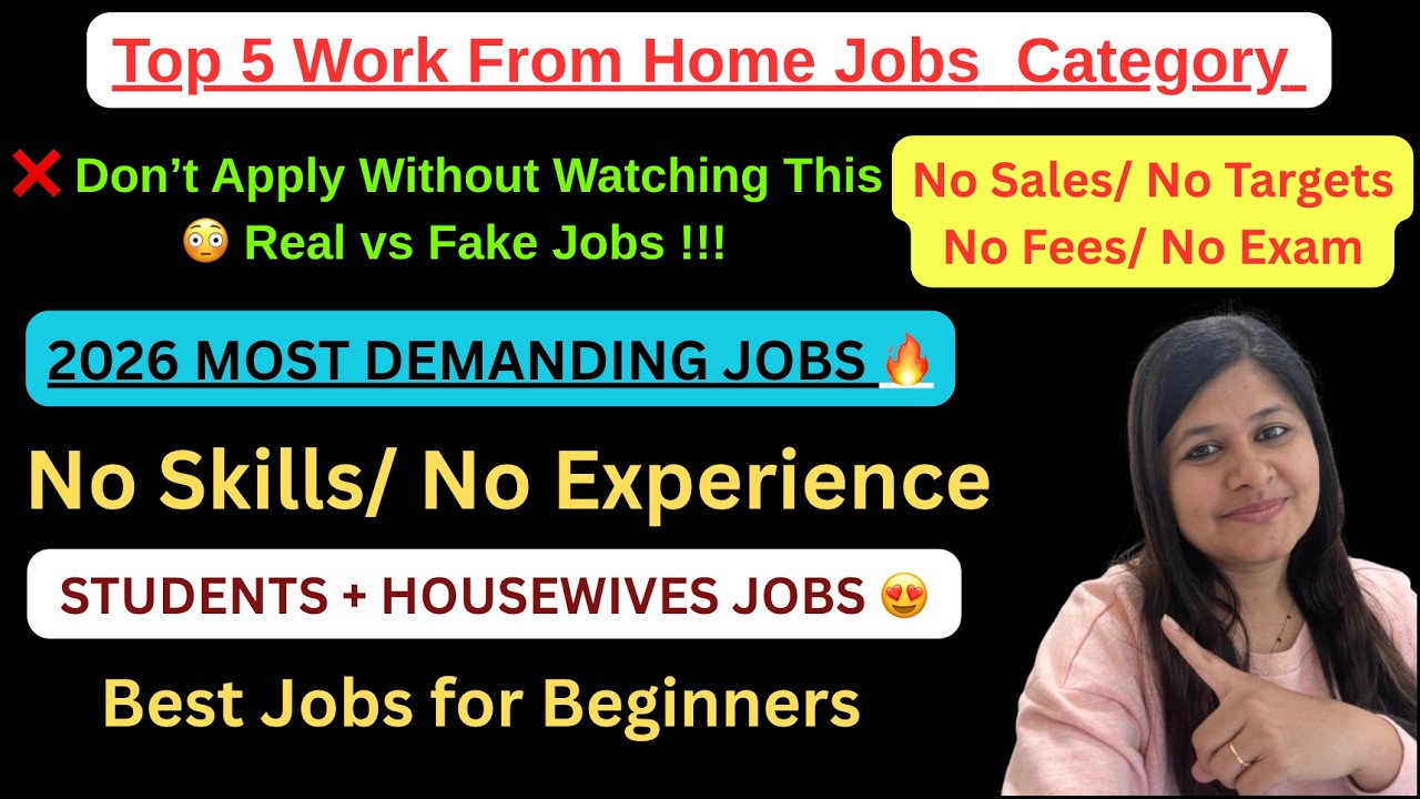 rewrite this title Top 5 Work From Home Jobs 2026 😳 | Real vs Fake Jobs Explained | No Experience Jobs