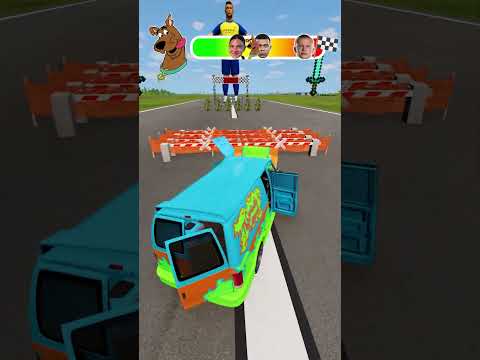 ⚡Ronaldo Vs Mbappe Vs Haaland Vs Messi Vs ScoobyDoo 🚗Race Challenge! #beamngdrive #simulator #shorts