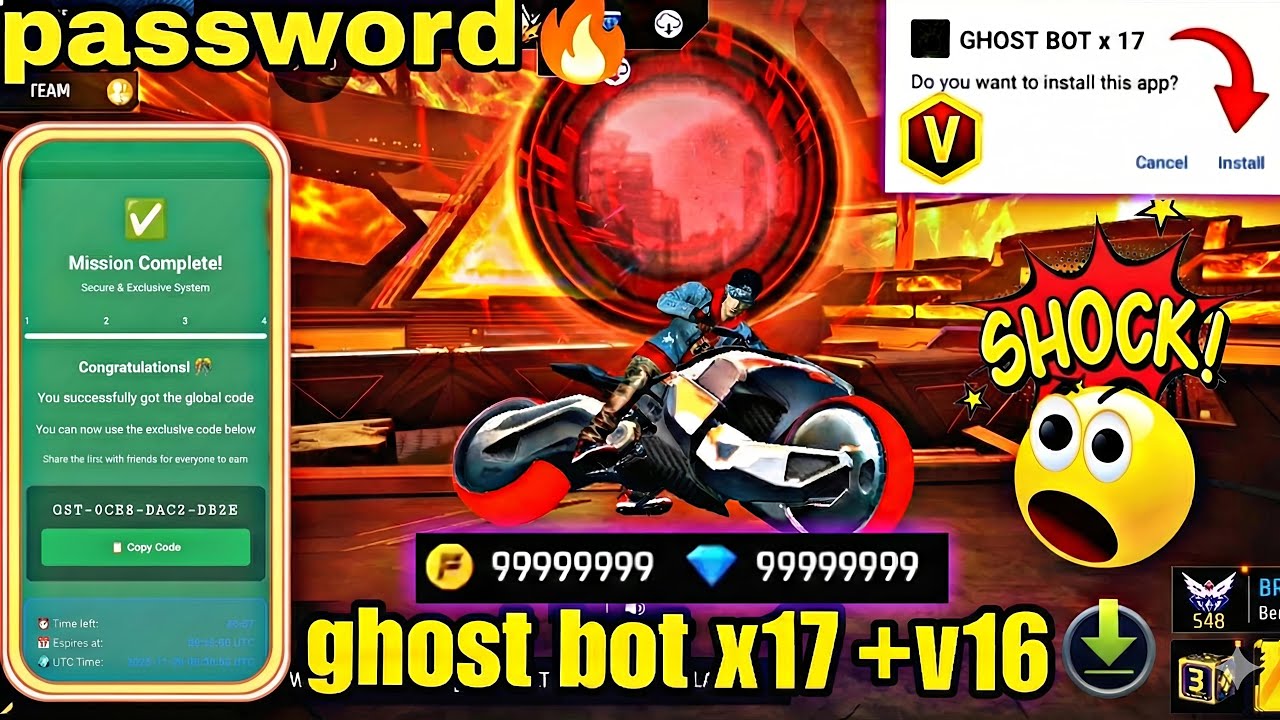 How To Download GHOST BOT x17 + v17 ni password 🔑 free fire🔥ghost bot ...